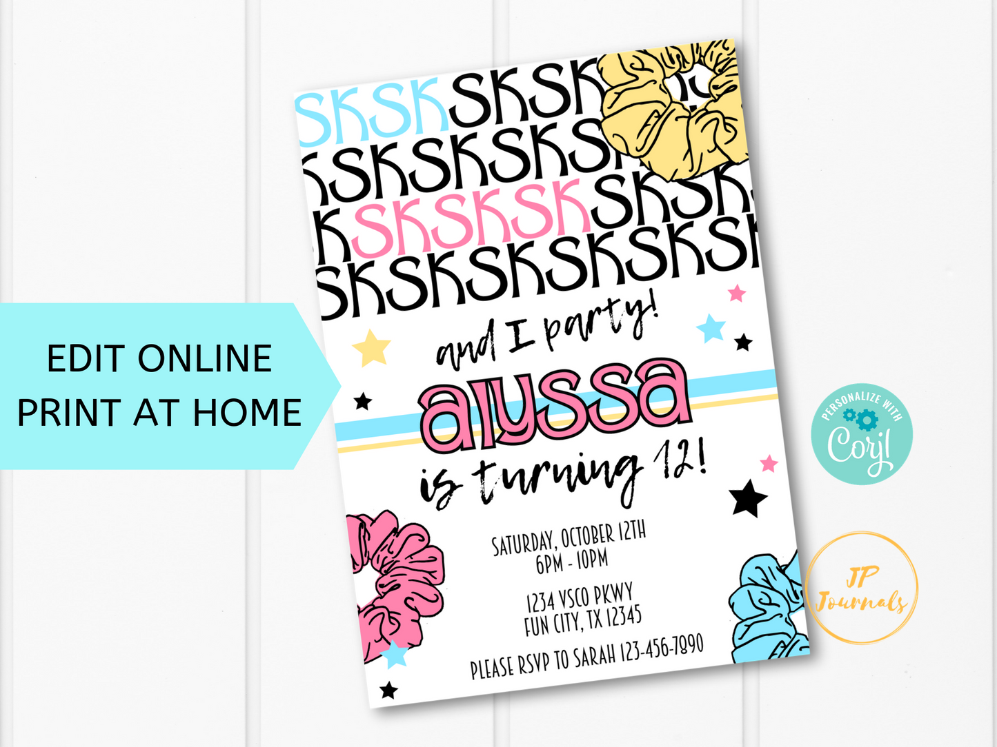 Printable VSCO Girl Birthday Party Invitation Template