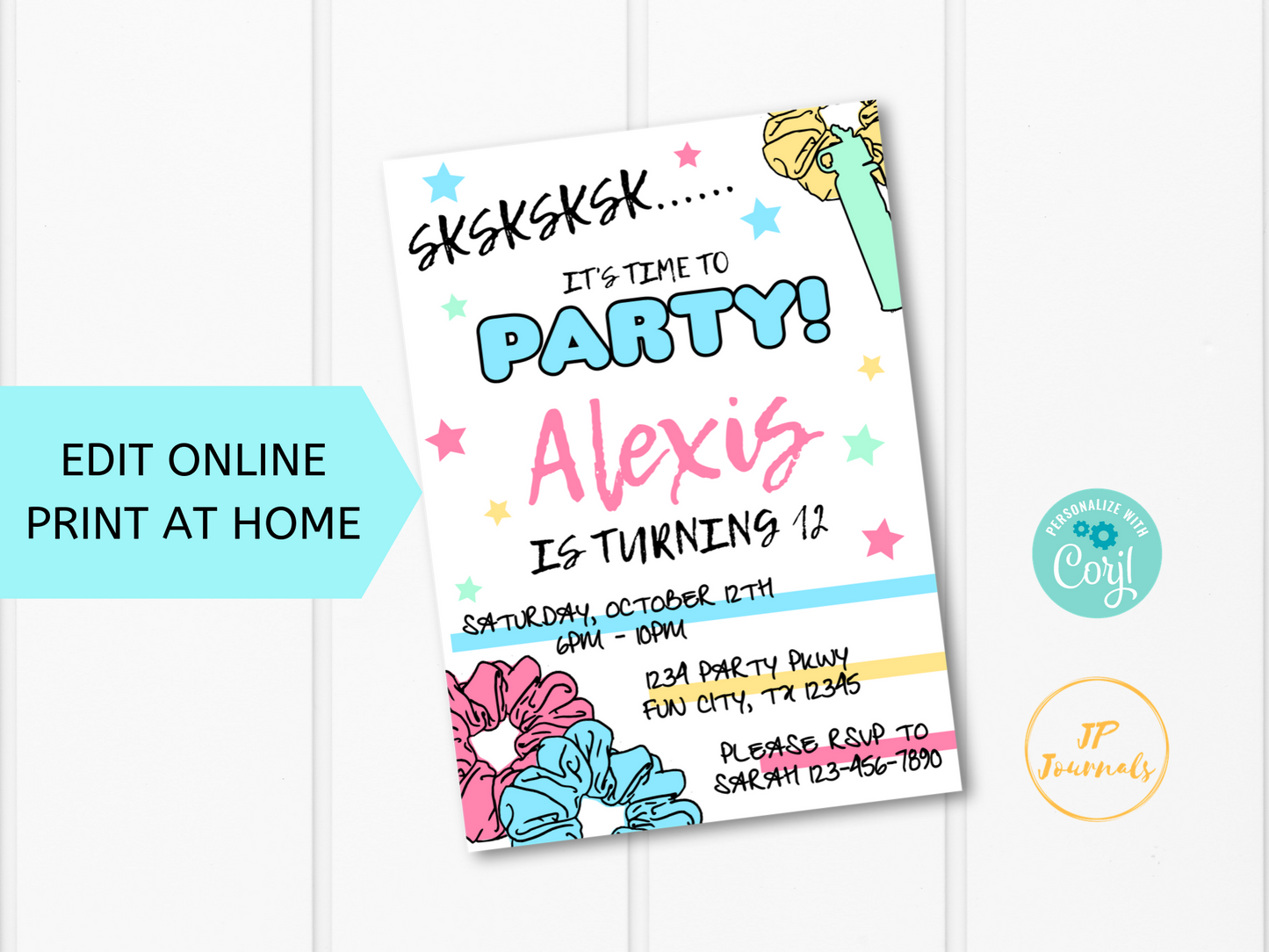 VSCO Girl Birthday Party Invitation Template - Edit Online Print at Home