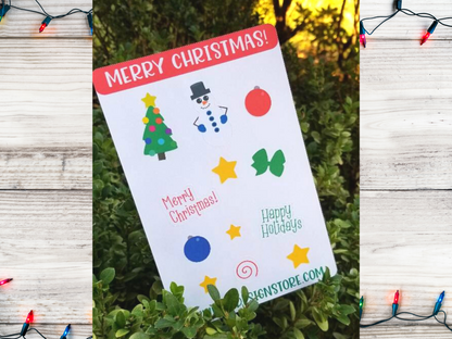 Christmas Planner Stickers, Cute Christmas Sticker Sheet, Snowman, Christmas Tree, Peppermint, Star, Ornament