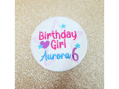 Custom Birthday Pin Back Button for Girls 