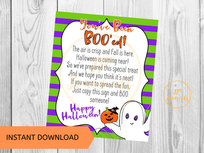 You've Been Boo'ed Poem Printable - Happy Halloween! Instant Download - We've Been Bood
