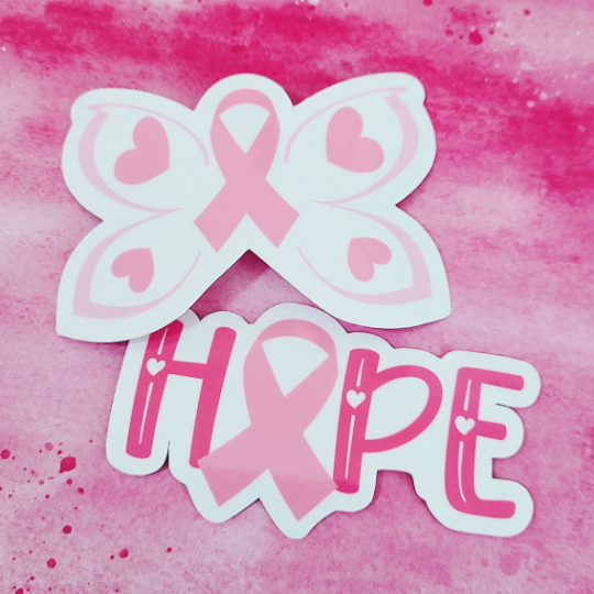 Breast Cancer Awareness Stickers, Pink Ribbon Breast Cancer Support, Butterfly, Survivor, Hope Sticker Decal