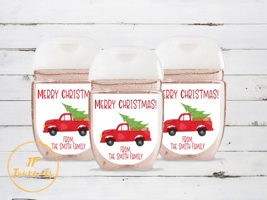 Merry Christmas Hand Sanitizer Bottle Sticker Labels, Custom Personalized Christmas Party Favor Labels, Christmas Marketing, Client Gifts