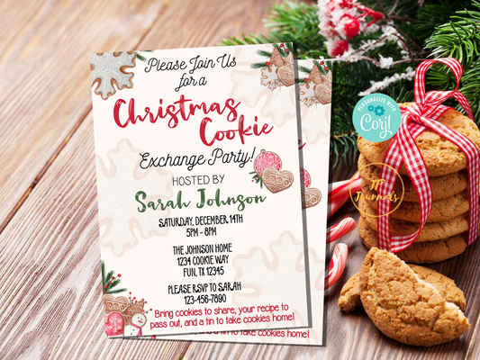 Christmas Cookie Exchange Party Invitation Template 