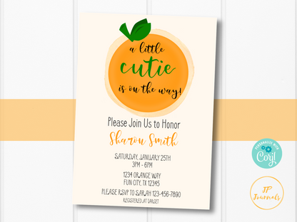 Mandarin Orange Cutie Baby Shower Invitation Template