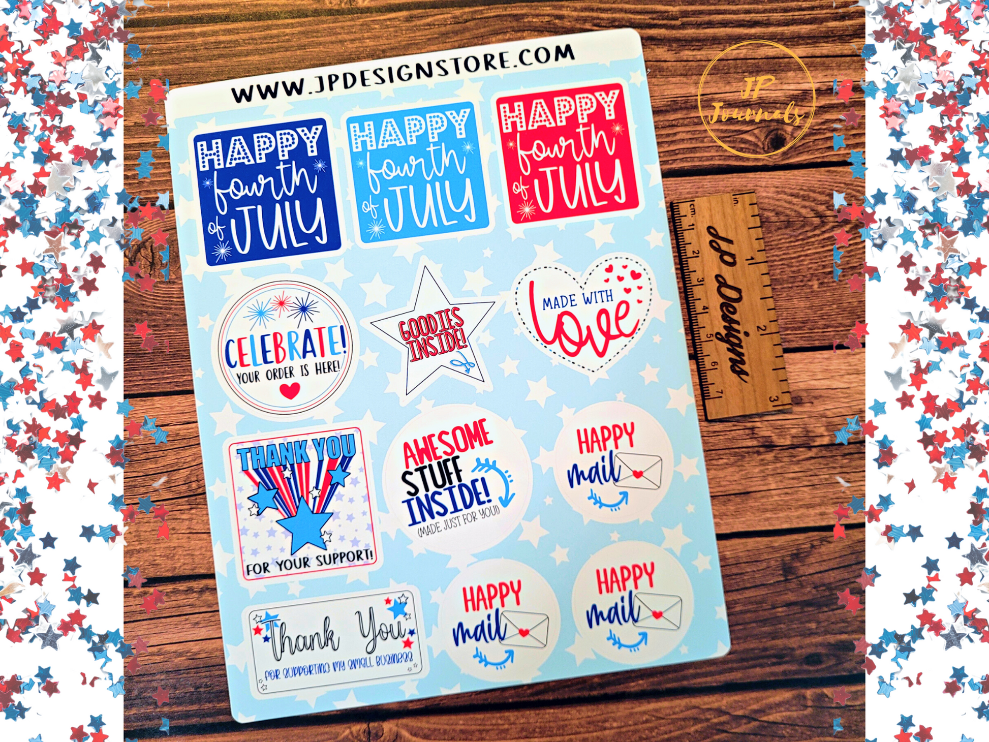 Small Business Packaging Stickers, Fourth of July Packaging Stickers