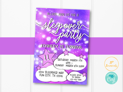 Sleepover Slumber Party Birthday Party Invitation Template