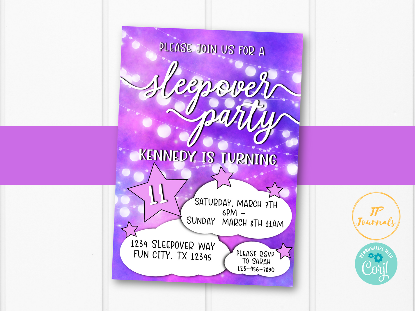 Sleepover Slumber Party Birthday Party Invitation Template - Edit Onli ...