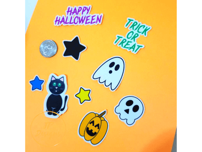 Halloween Sticker Set, Cute Halloween Stickers, Happy Halloween, Trick or Treat, Ghost, Jack O Lantern, Black Cat, Skull