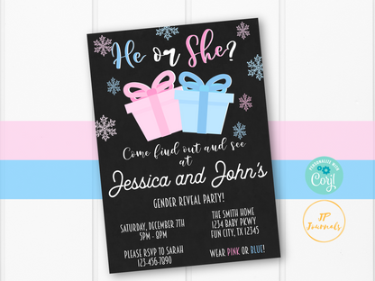 Christmas Gender Reveal Party Invitation Template