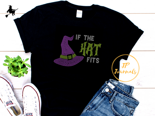 If the Hat Fits Witch Halloween Bling Tee