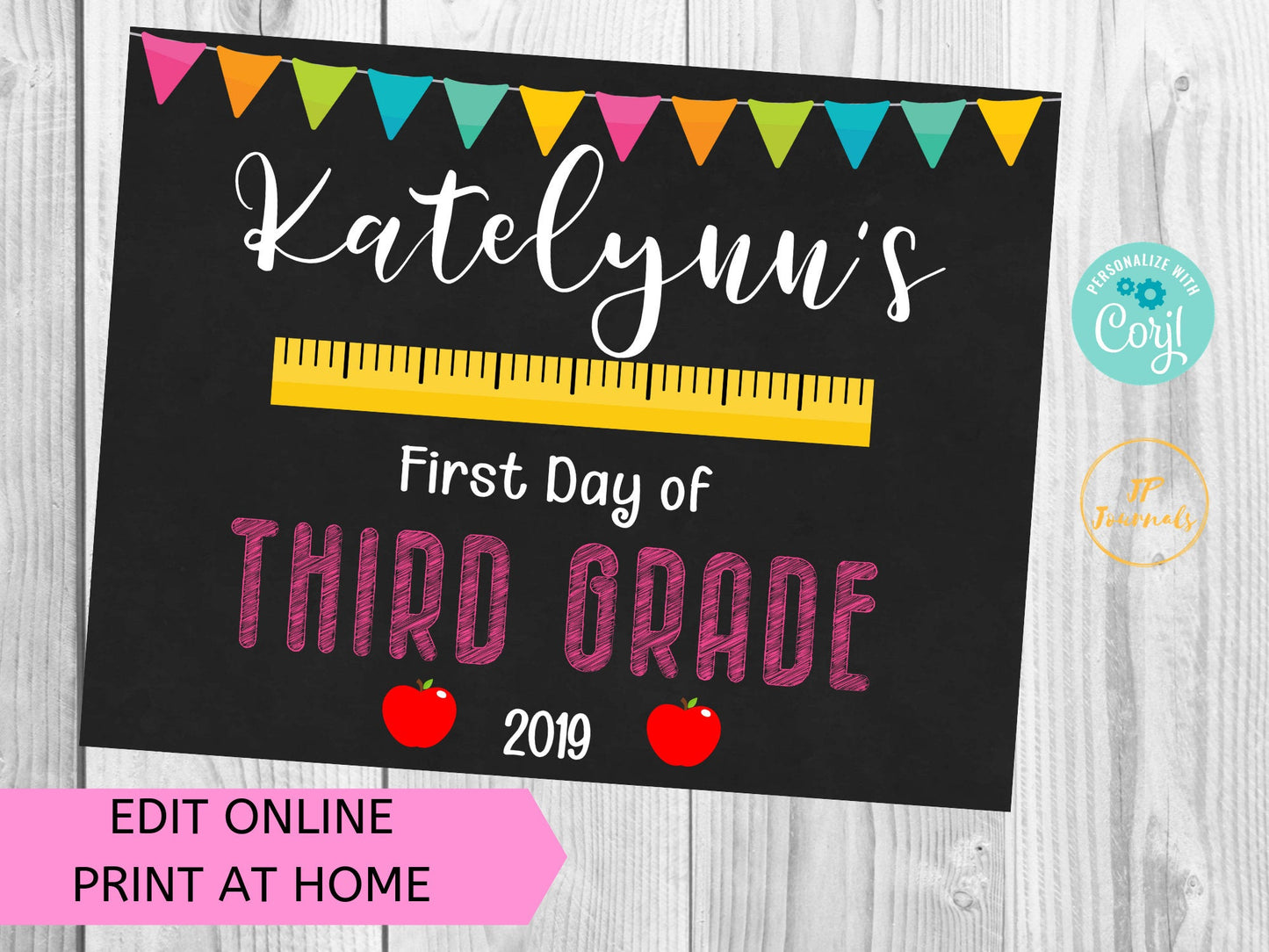 Cute First Day of School Printable Chalkboard Sign for Girls