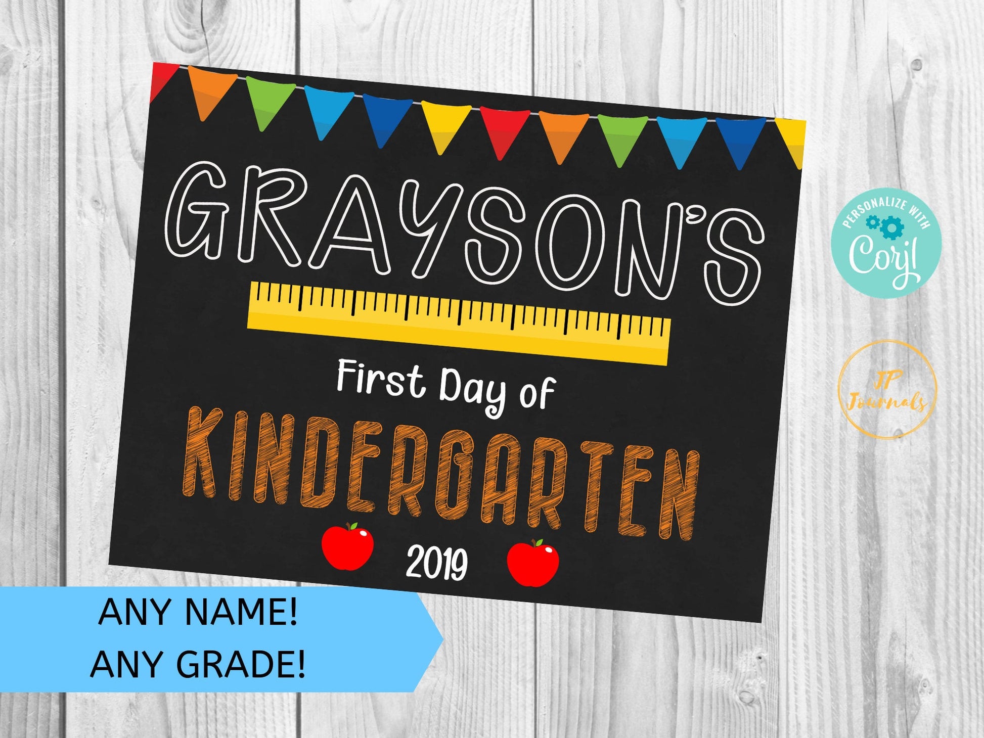 Printable First Day of School Sign for Boys or Girls, Cute Elementary School Sign