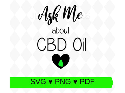 Ask Me About CBD Oil Clip Art - Business Marketing and Promotion PDF SVG