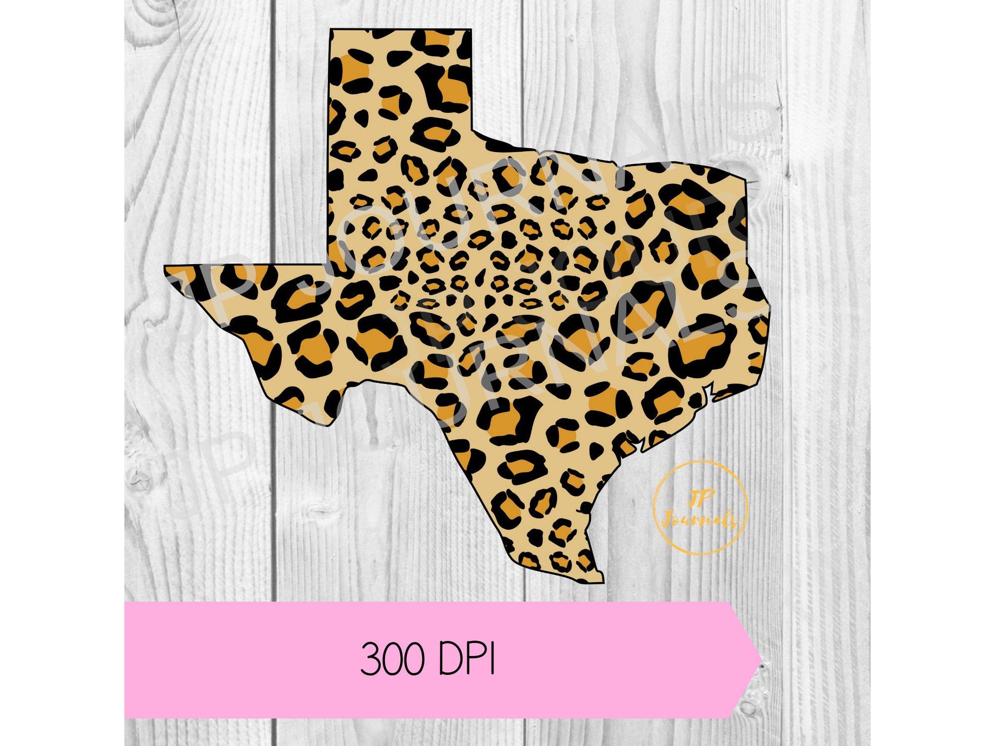 Cheetah Print Texas Silhouette Digital Clip Art