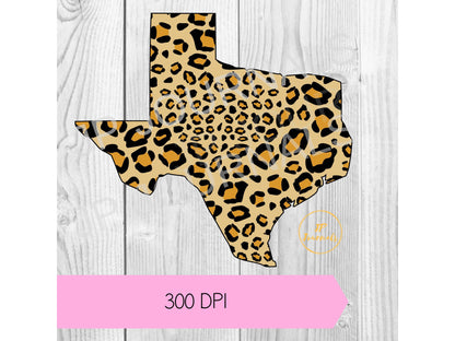 Cheetah Print Texas Silhouette Digital Clip Art