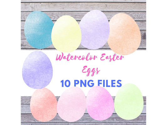 Pastel Watercolor Easter Eggs Clip Art - 10 Transparent PNG Images Instant Download - Great for DIY Easter Crafts! Yellow Pink Purple Blue