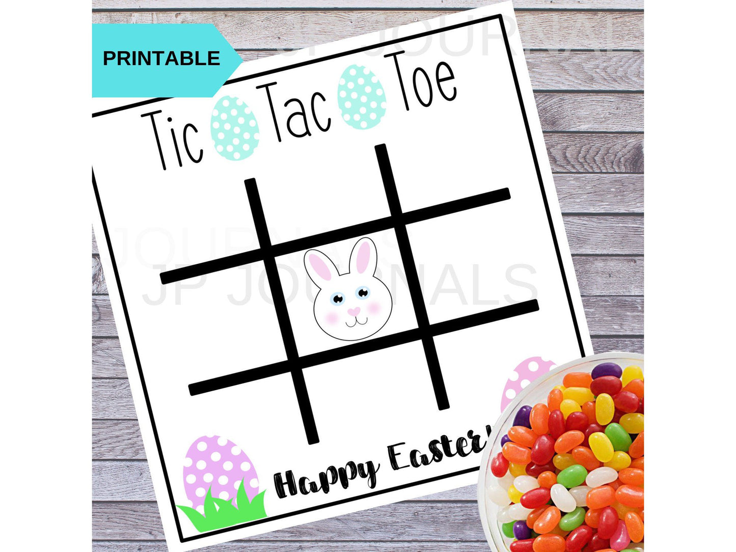 Easter Printable Tic Tac Toe Game Activity Card - DIY Printable Easter Cards (Great for Kids and School Parties!) PNG PDF - Cute Easter Gift