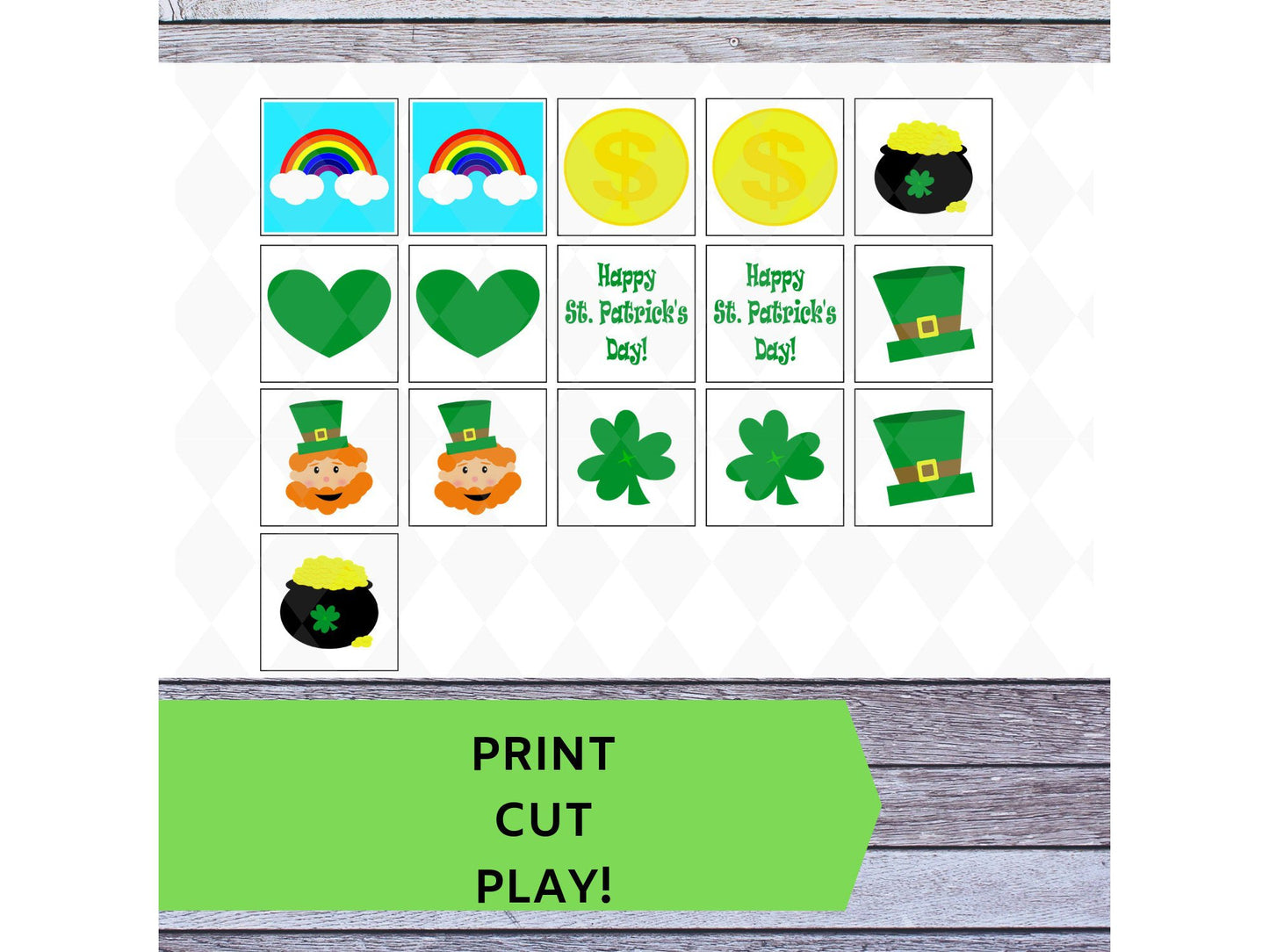 Printable St. Patrick's Day Matching Game Activity for Kids - PDF Instant Download - Homeschool, school class activity for Pre-K, Elementary