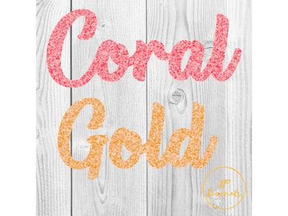 Coral and Gold Glitter Digital Scrapbook Paper Bundle