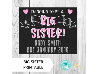 Printable Big Brother Big Sister Pregnancy Announcement Chalkboard Sign