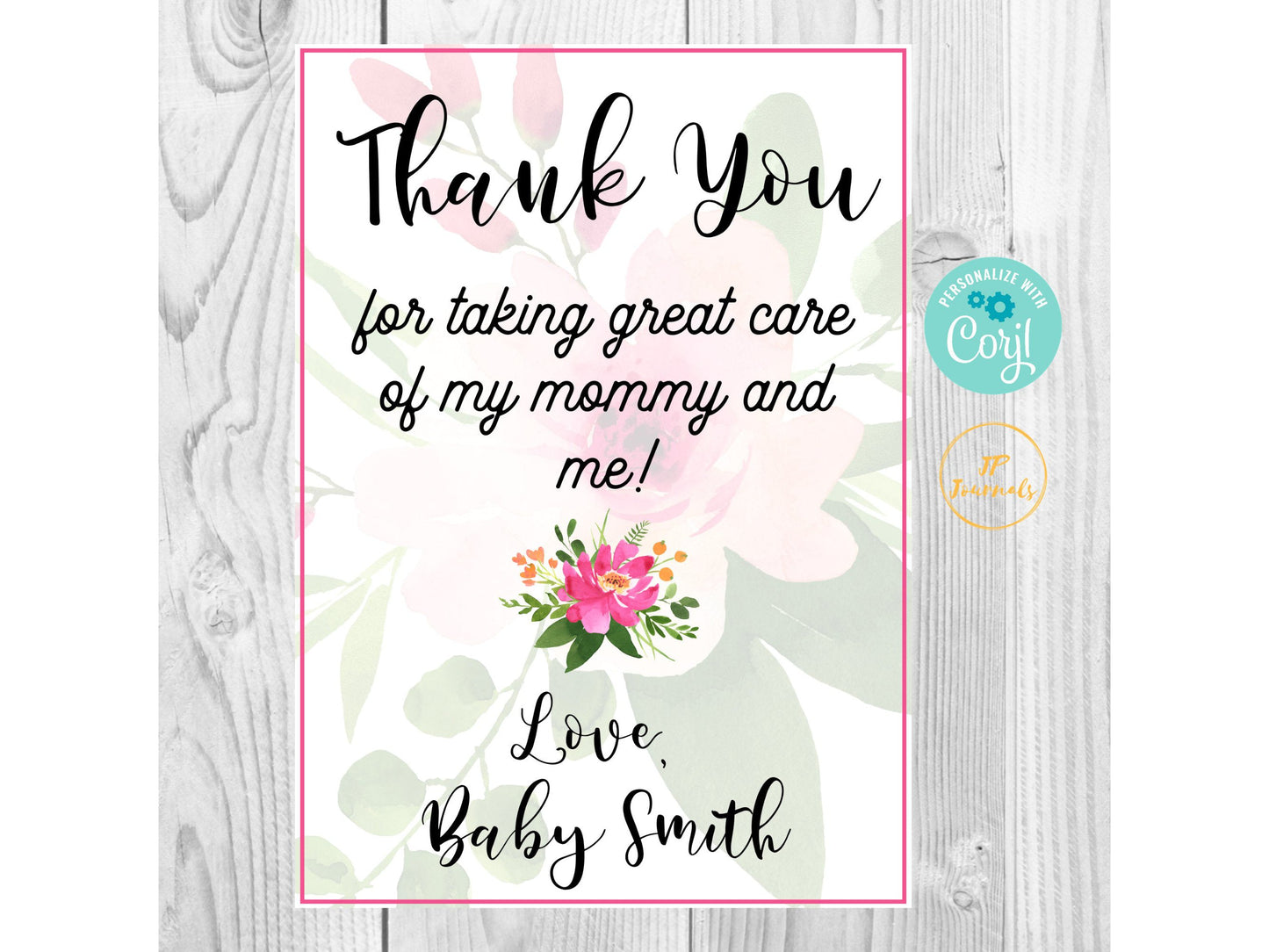 Baby Nurse Thank You Gift Tag - Maternity Nurse Gift 