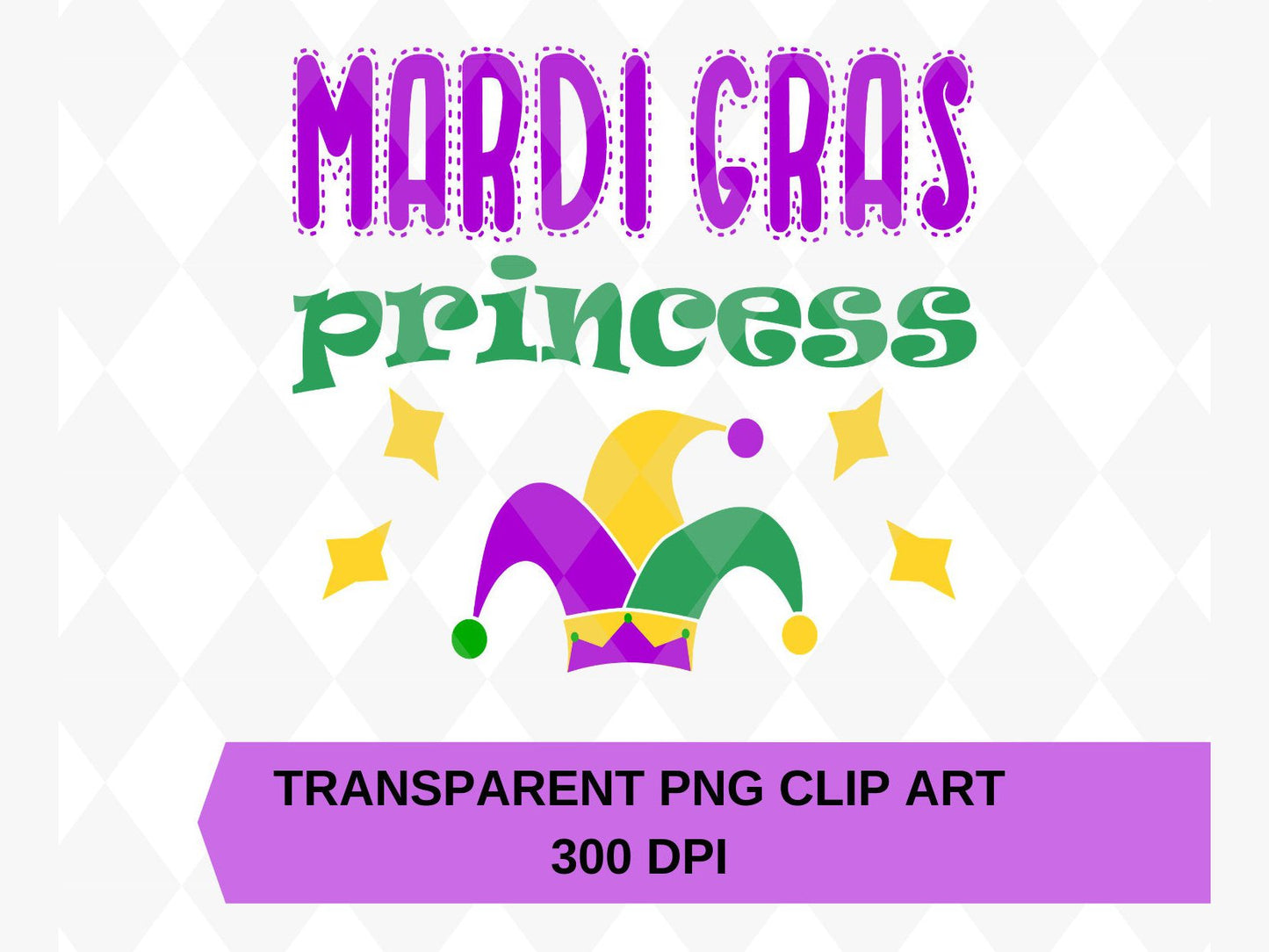 Cute Mardi Gras Princess Mardi Gras Clip Art PNG INSTANT DOWNLOAD - Make your own shirts, mugs, gifts and more for festivals and parties!