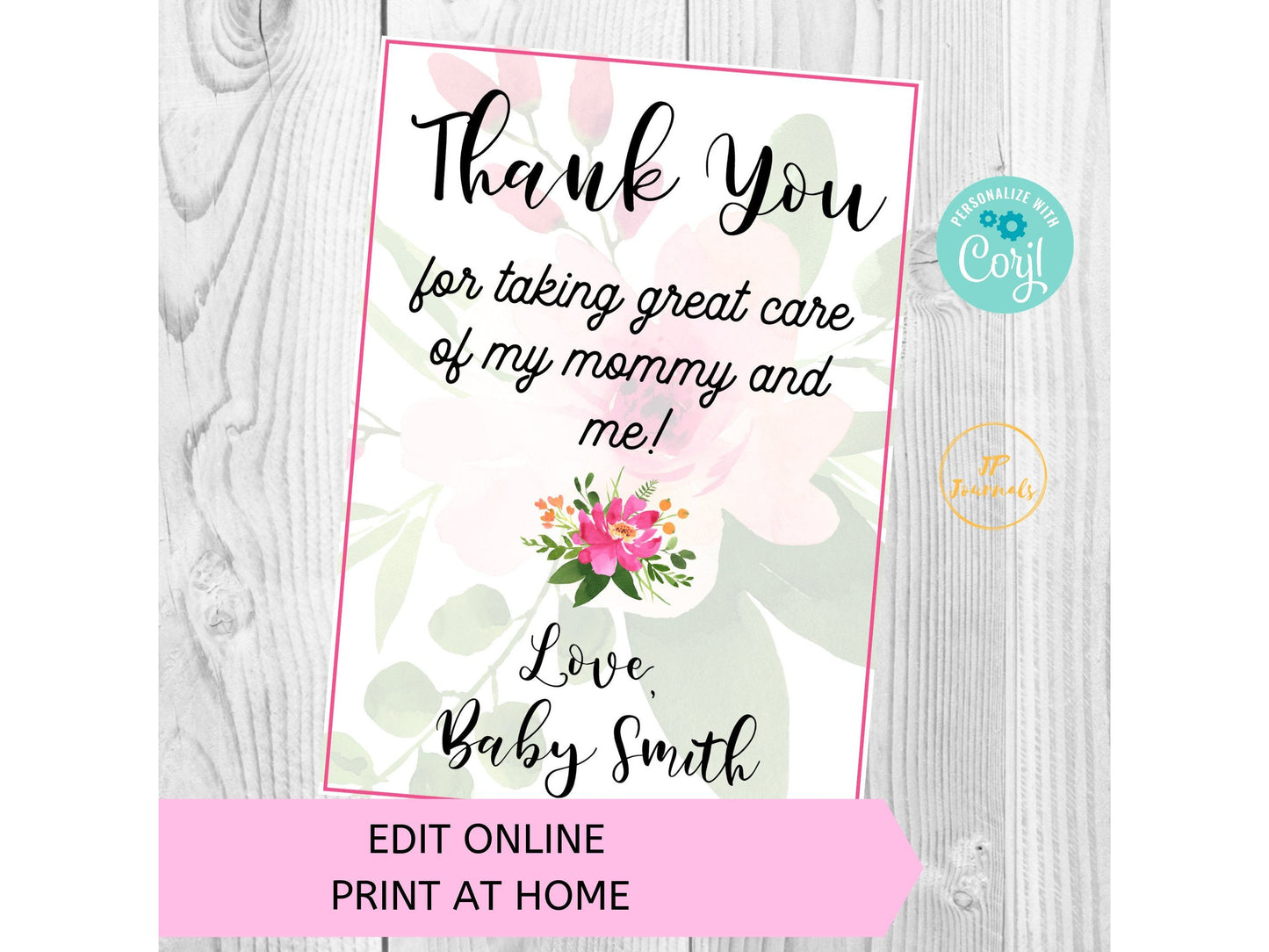Baby Nurse Thank You Gift Tag - Maternity Nurse Gift 