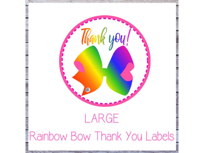 Big Bright Rainbow Bow "Thank You" Printable Party Favor Label Tags