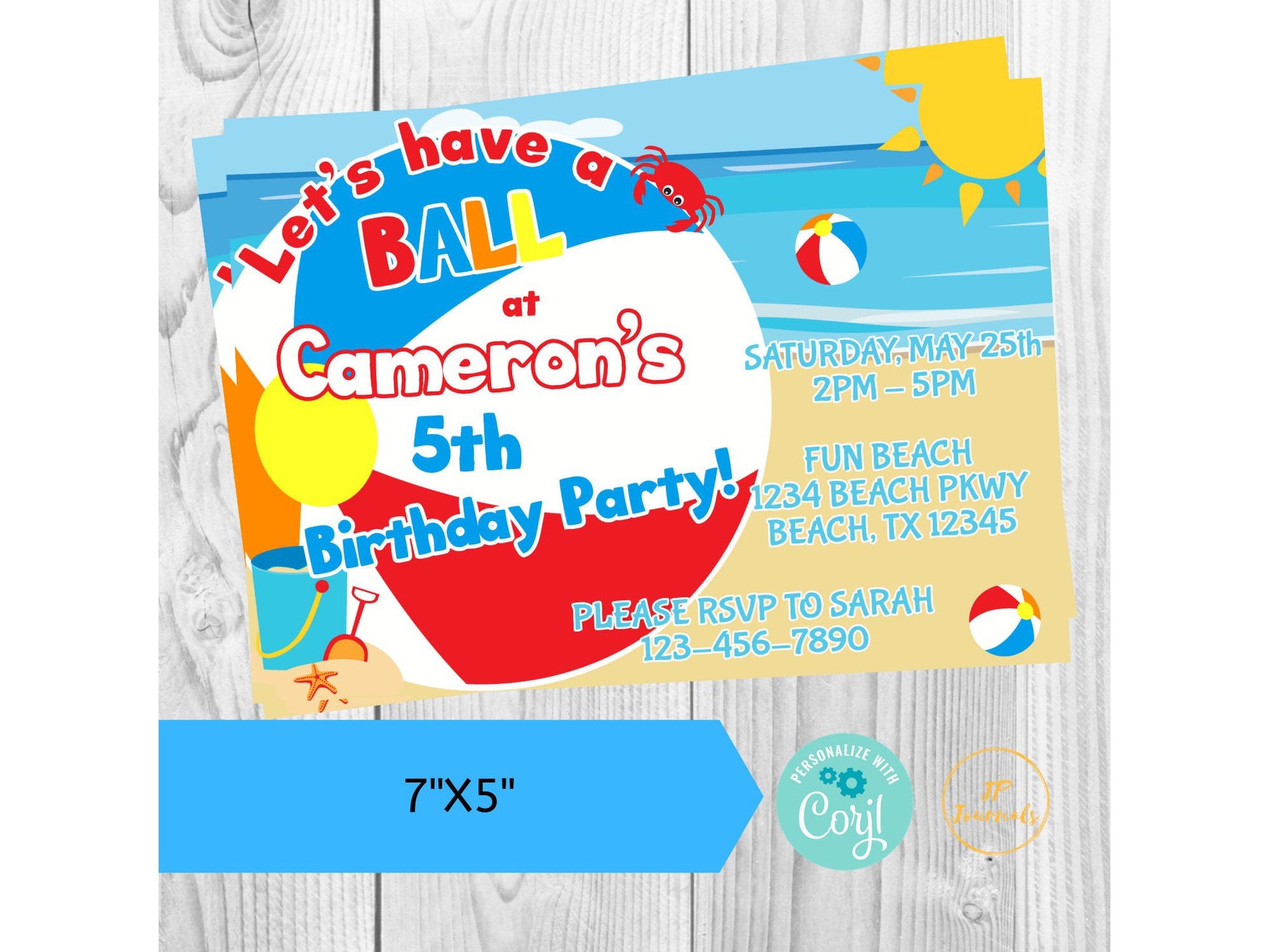 Beach Ball - Let's Have a Ball Birthday Party Invitation