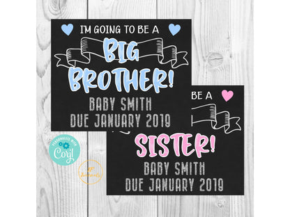 Printable Big Brother Big Sister Pregnancy Announcement Chalkboard Sign