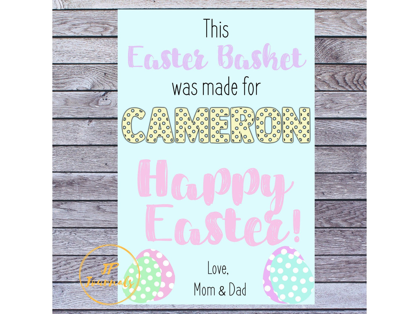 Easter Basket Label Tag Card - Printable - Edit &  Print at Home - Cute Custom Easter Basket Name Tag for Boy or Girl DIY Instant Download
