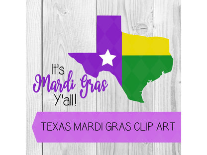 Texas Flag Mardi Gras Clip Art  PNG Files Instant Download - Make Your Own Shirts and Mardi Gras Party Decor! Fun for Mardi Gras Parties