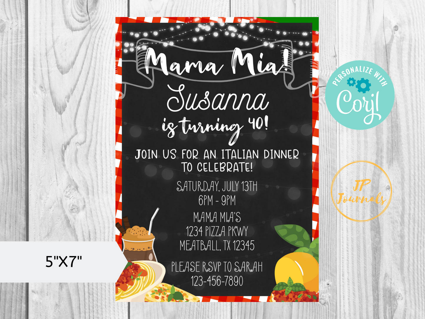 Mama Mia Italian Dinner Party Invitation - DIY Edit Printable Invite