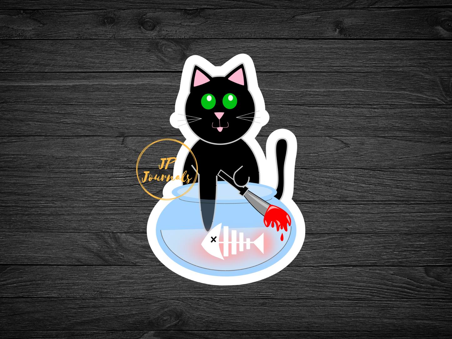 Cute Bad Kitty Halloween Sticker, Naughty Cat, Killer Cat, Spooky Cat, Halloween Sticker Decal