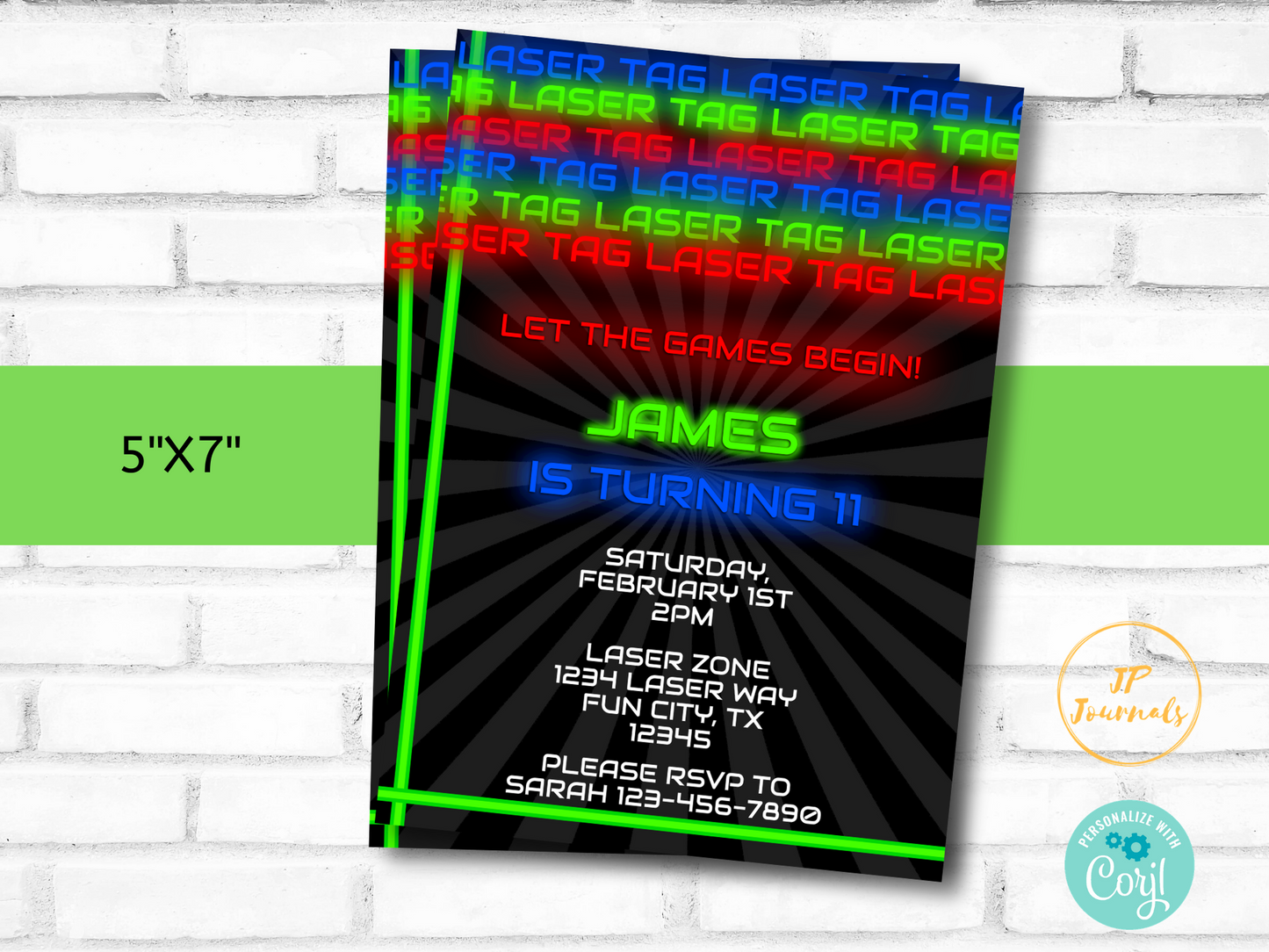 Laser Tag Birthday Party Invitation Template - DIY Edit & Print - Printable Invitation - Laser Tag Birthday Party for Boys