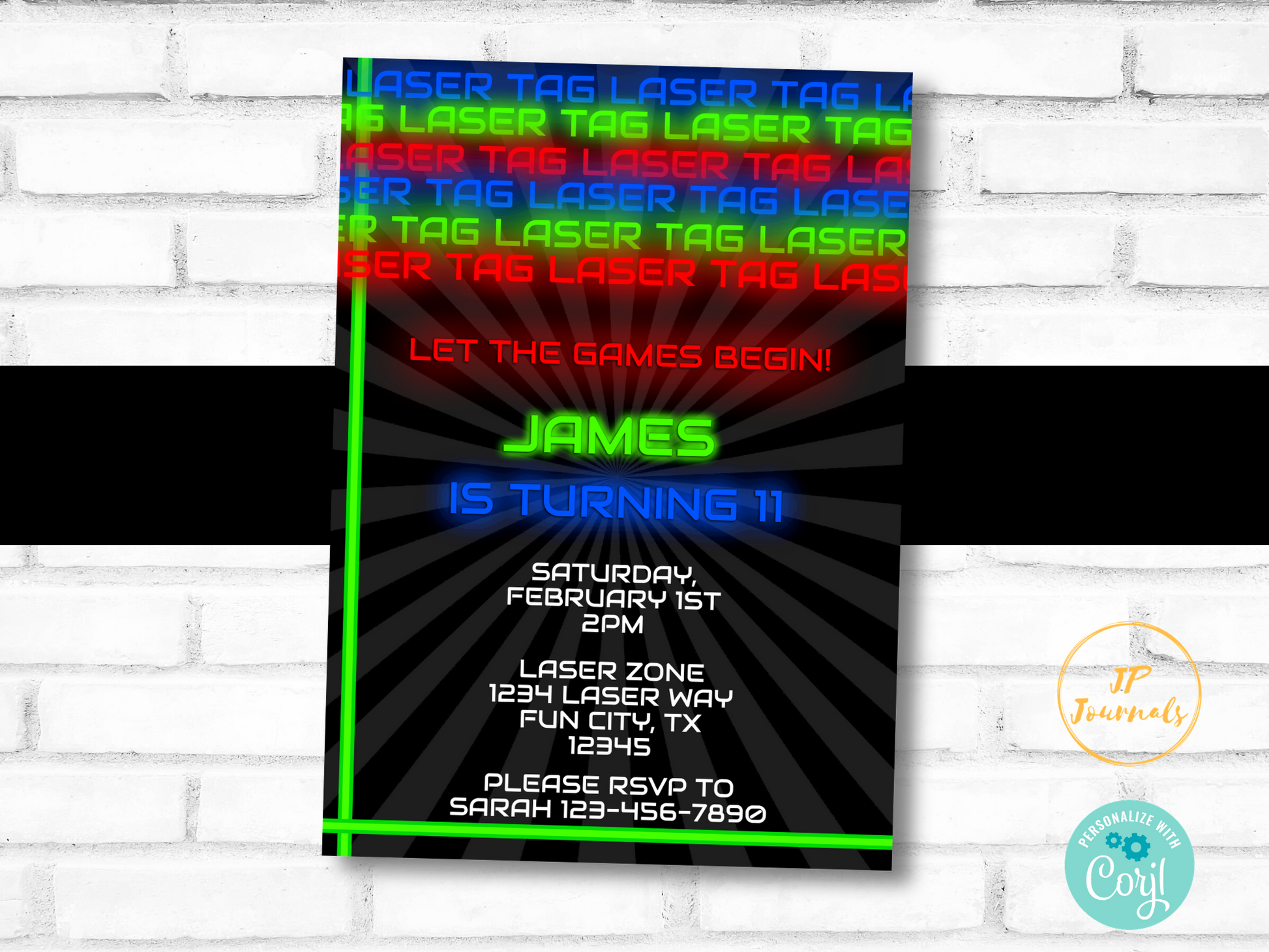 Laser Tag Birthday Party Invitation Template 
