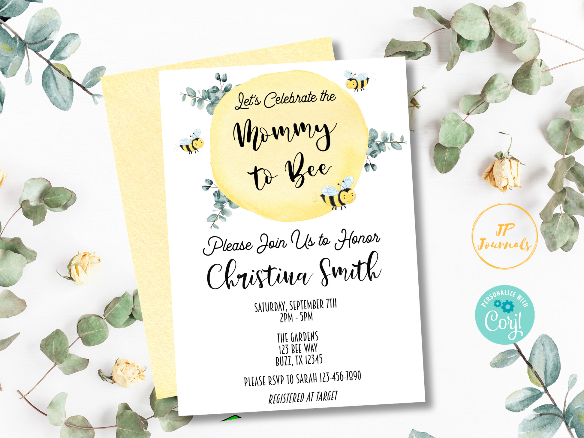 Bee Baby Shower Invite Template, Mommy to Bee Baby Shower Invitation