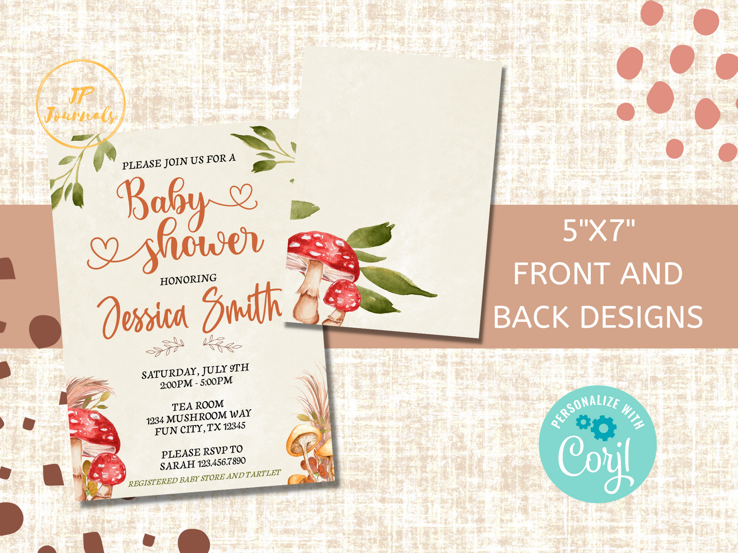 Mushroom Baby Shower Invitation Template