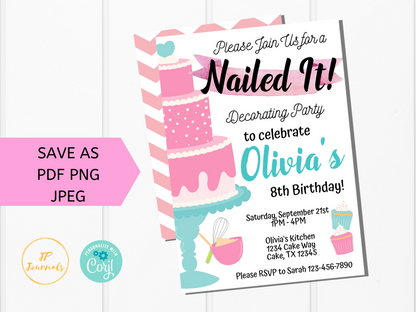 Nailed It Baking Party Invitation Template