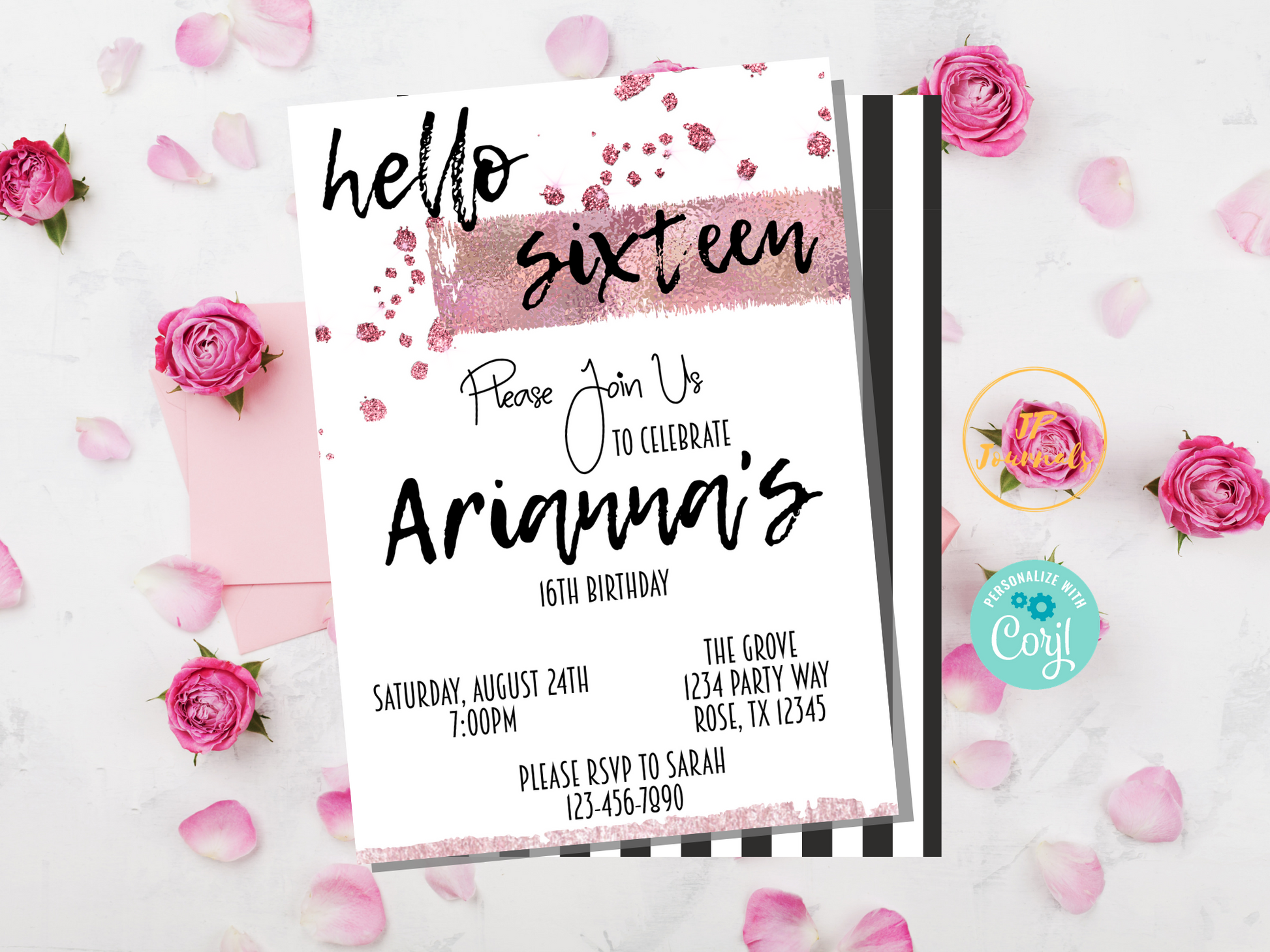 Rose Gold Birthday Party Invitation Template