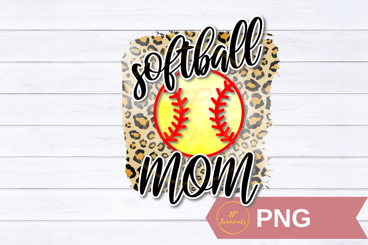 Softball Mom PNG for Sublimation, Transfers Leopard Cheetah Print Softball Mom Design Digital Download