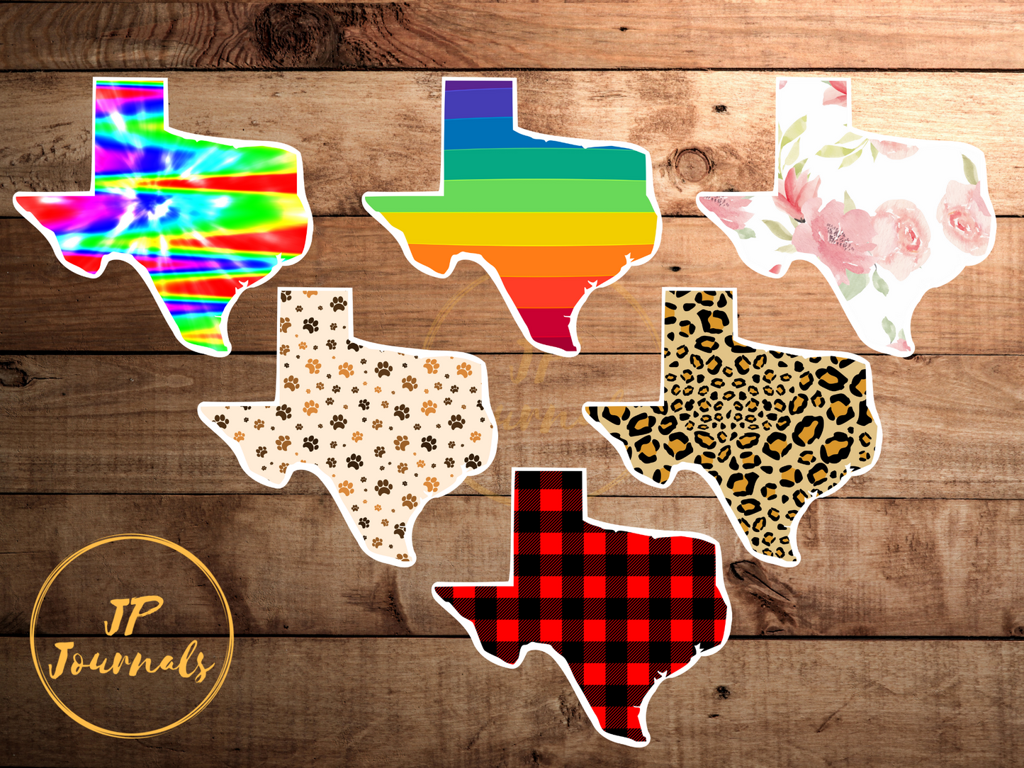 Texas Sticker Decal, Buffalo Plaid, Rainbow, Tie Dye, Floral, Paw Print, Cheetah Print , Texas State Stickers