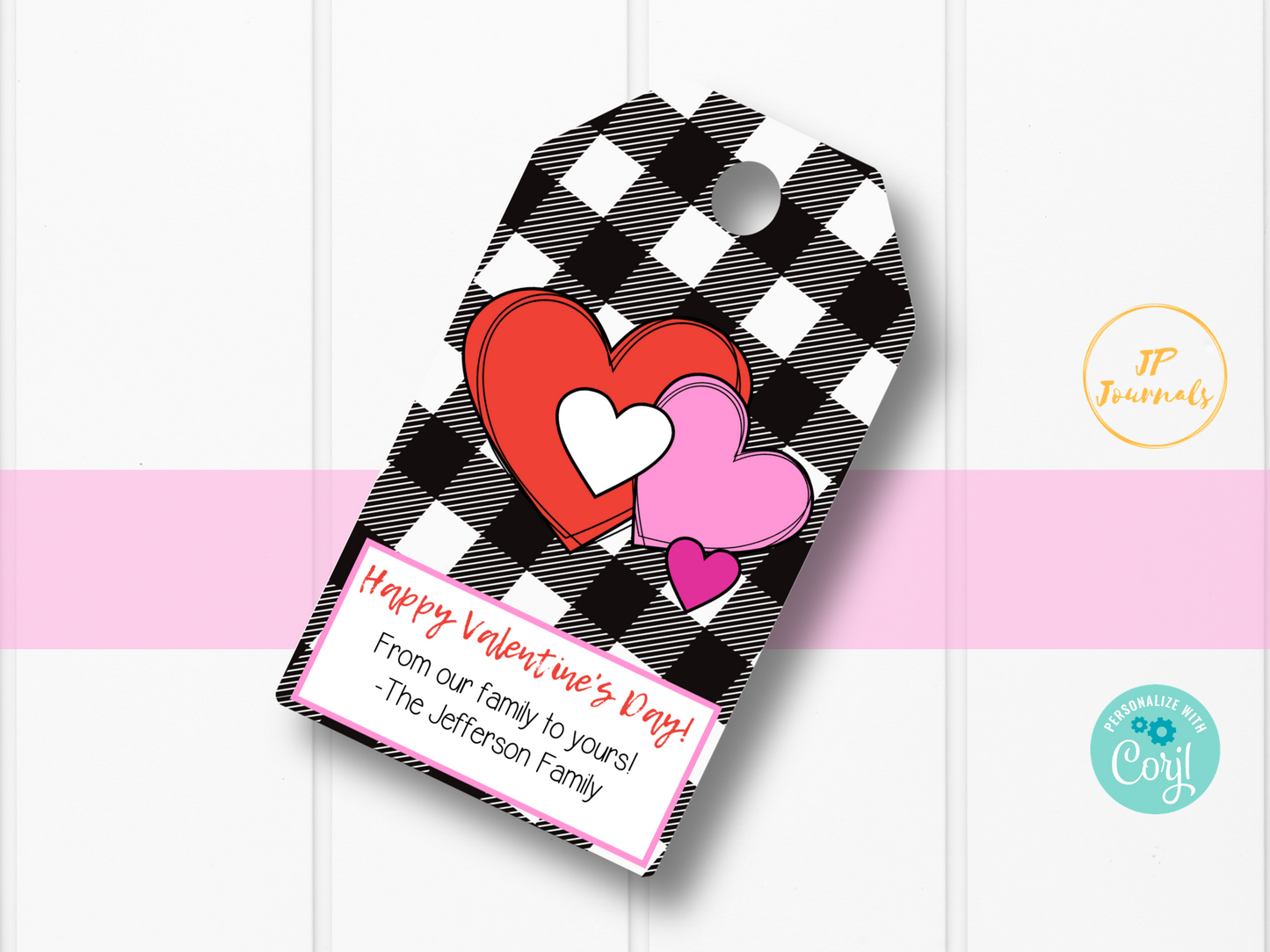 Cute Buffalo Plaid Valentine's Day Printable Gift Tags